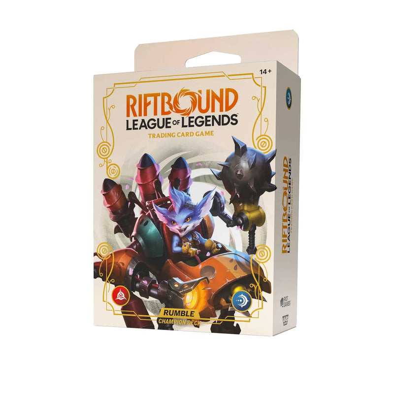 Trading card game box for 'Riftbound League of Legends' with character illustration on a white background