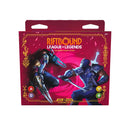 Riftbound League of Legends trading card game packaging with two characters on a red background