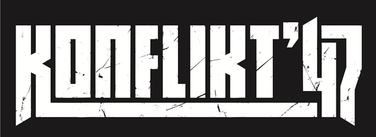White 'Konflikt '47' logo on a black background