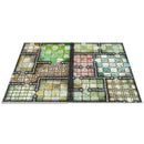 Stained glass-style board game mat with geometric pattern on a white background