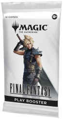 Play booster pack for 'Magic: The Gathering' featuring Final Fantasy characters on a white background.