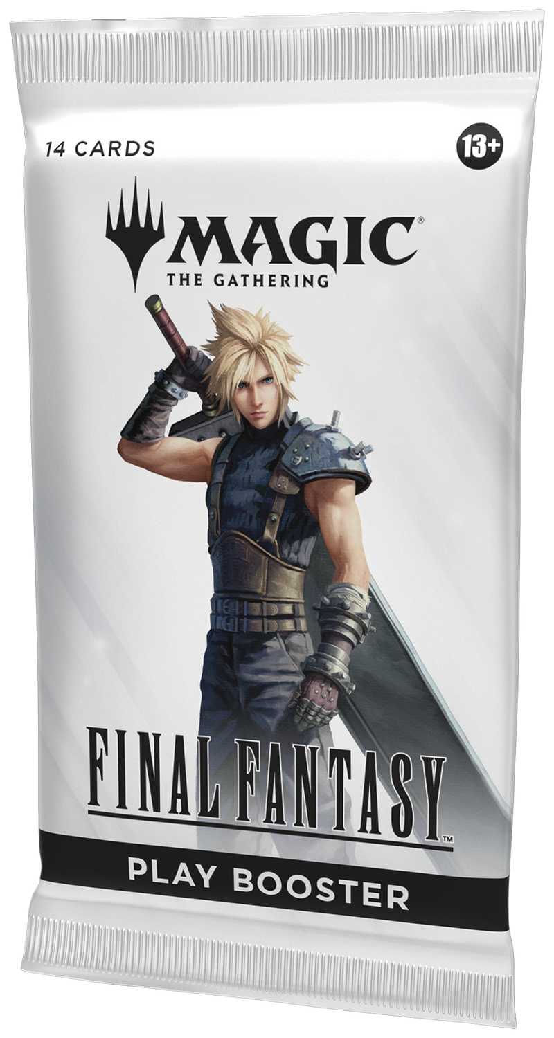 Play booster pack for 'Magic: The Gathering' featuring Final Fantasy characters on a white background.