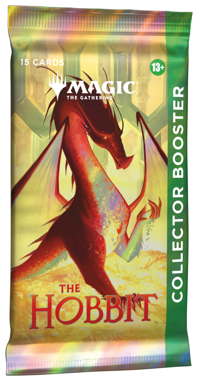 Magic: The Gathering The Hobbit Collector Booster Pack packaging featuring Middle-earth themed artwork.
