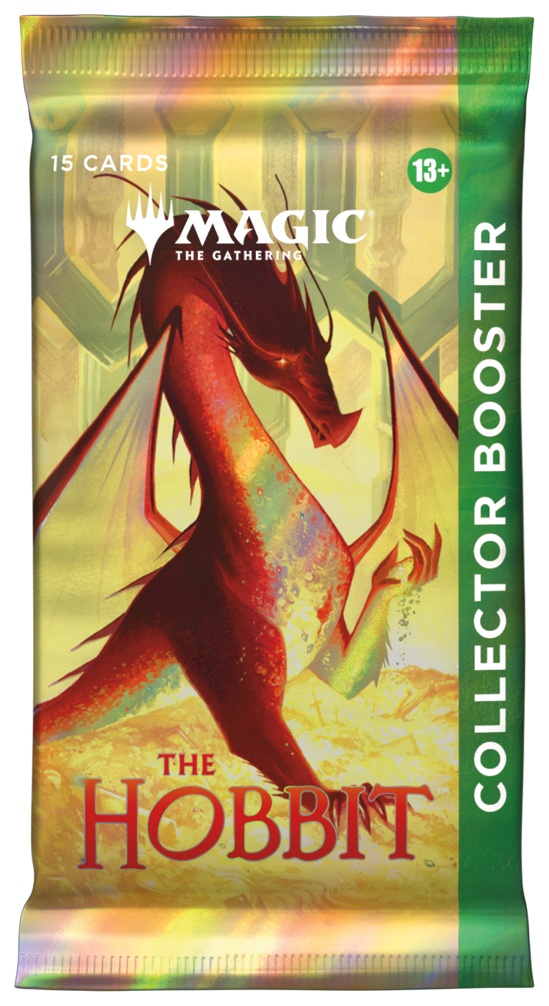 Magic: The Gathering The Hobbit Collector Booster Pack packaging featuring Middle-earth themed artwork.