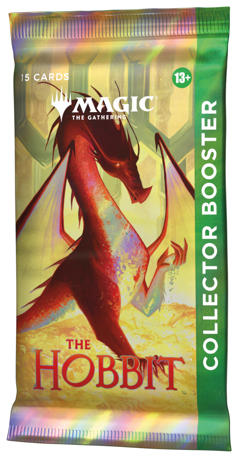 Magic: The Gathering The Hobbit Collector Booster Pack packaging featuring Middle-earth themed artwork.