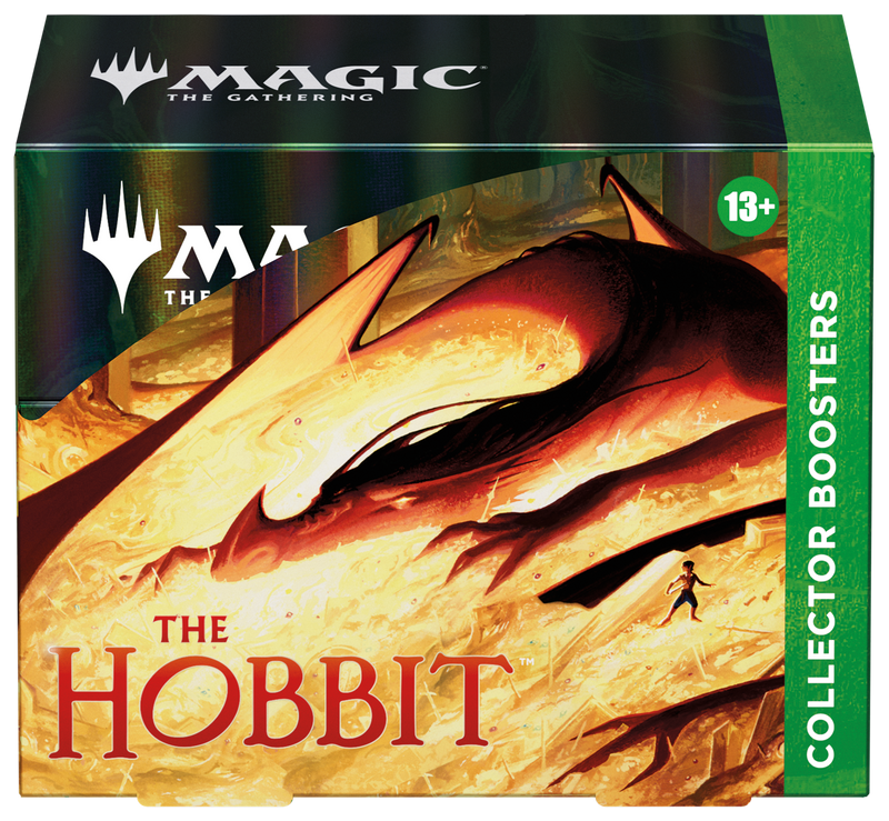 Magic: The Gathering The Hobbit Collector Booster Box packaging featuring Middle-earth themed artwork.