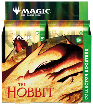 Magic: The Gathering The Hobbit Collector Booster Box packaging featuring Middle-earth themed artwork.