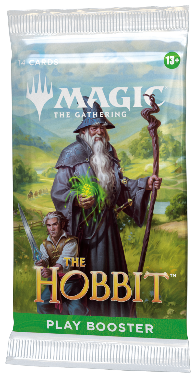 MAGIC: THE GATHERING The Hobbit play booster pack with characters and landscape illustration.