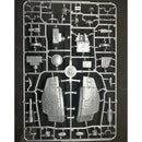 Model kit parts on a black background