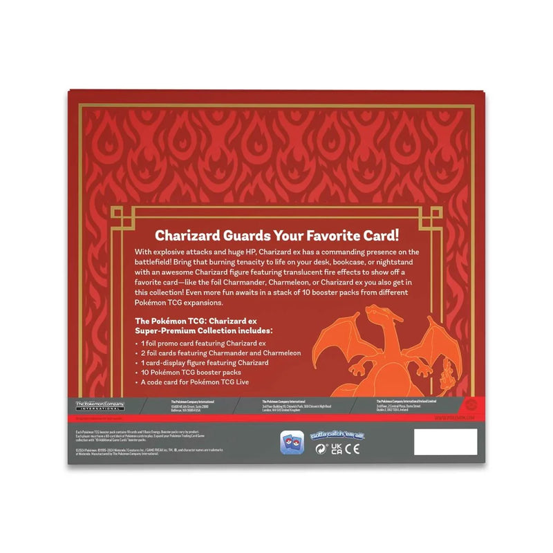 Pokémon Charizard trading card game packaging back with red and orange design