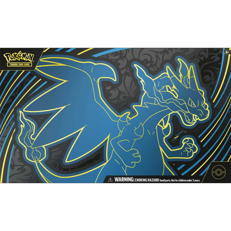 Packaging for the Pokemon Mega Charizard Ultra-Premium Collection on a white background