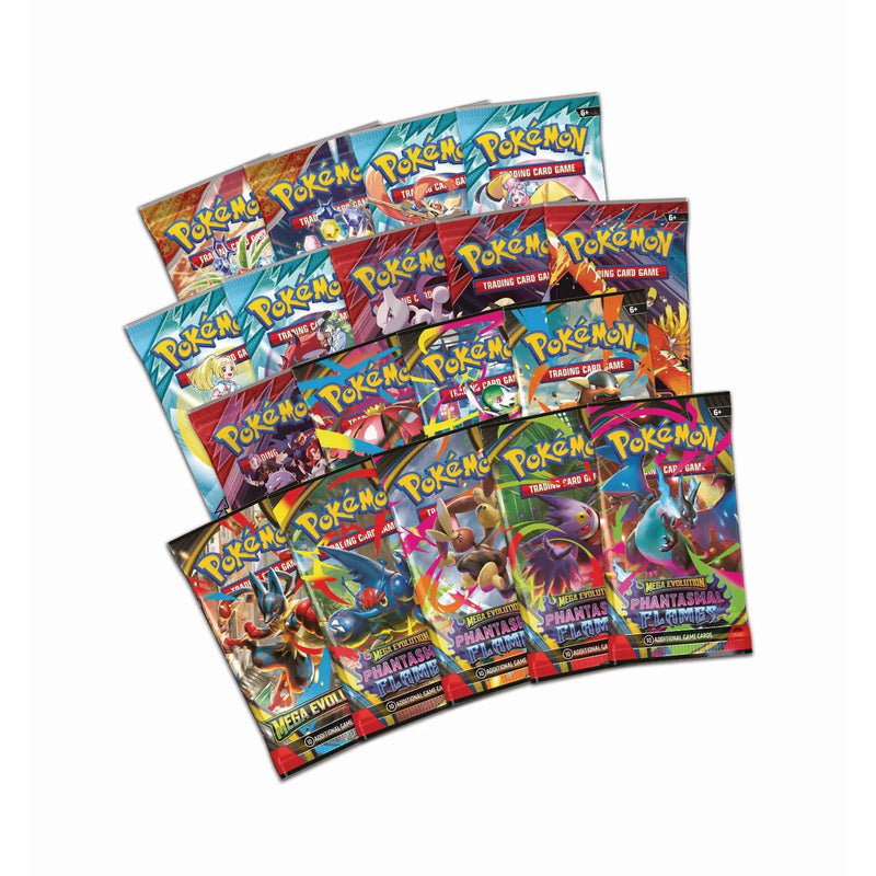 Pokemon booster packs on a white background