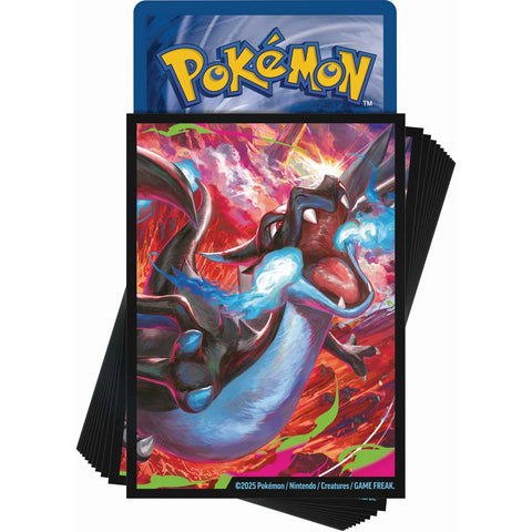 Stack of Pokémon trading cards with a prominent card featuring a dragon-like creature.