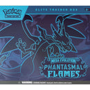 Pokémon Trading Card Game Elite Trainer Box packaging with Mega Evolution Phantasmal Flames design.