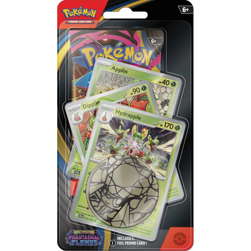 Pokémon trading card game pack with cards and a promo card on a white background