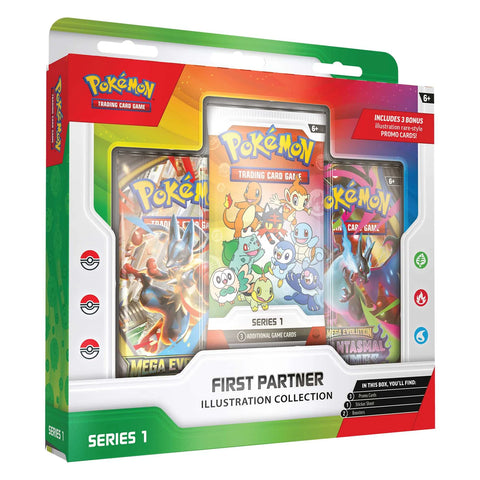 Pokémon trading card game packaging with illustrations and branding