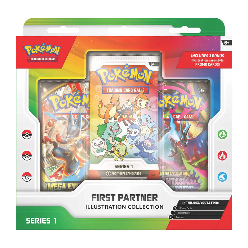 Pokémon trading card game pack with illustrations of Pokémon characters on a white background