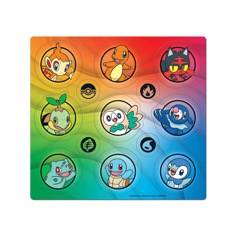 Colorful display of various cartoon characters on a gradient background