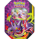 Pokémon trading card game packaging with Mega Gengar card on a colorful background