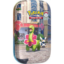 Pokémon trading card game case with two Pokémon characters on a city street background