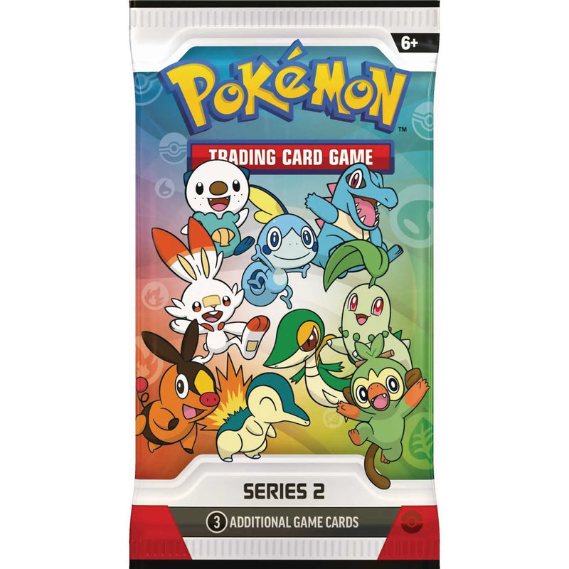 Pokémon Trading Card Game Series 2 packaging with cartoon characters on a white background