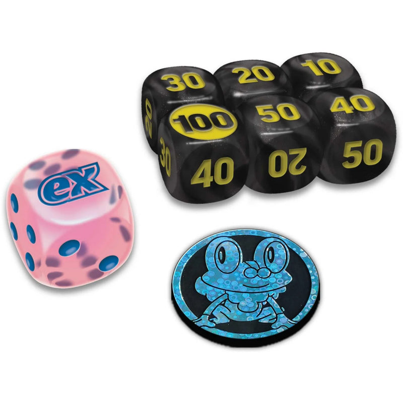 Set of dice with different designs and numbers on a white background