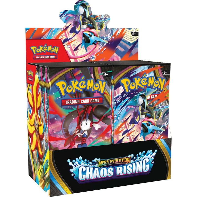 Pokémon Trading Card Game Mega Evolution Chaos Rising packaging on a white background