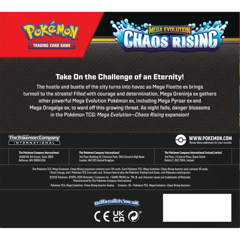 Pokémon Trading Card Game Mega Evolution Chaos Rising packaging back