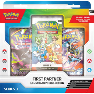 Pokémon trading card game packaging with illustrations of Pokémon characters.
