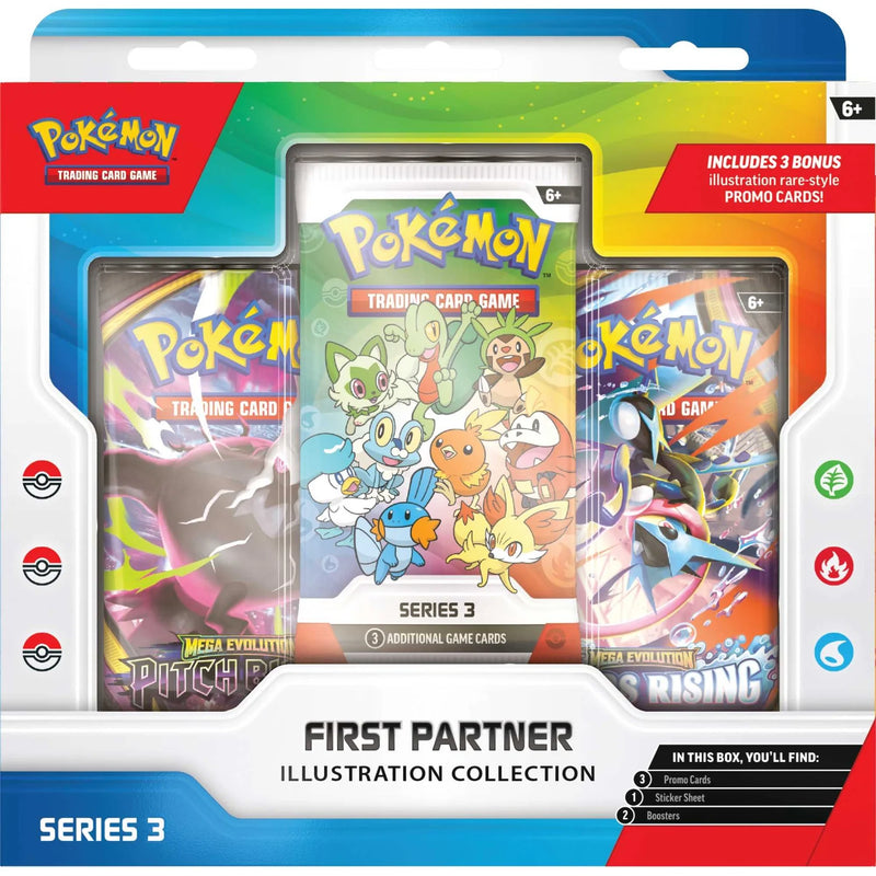 Pokémon trading card game packaging with illustrations of Pokémon characters.