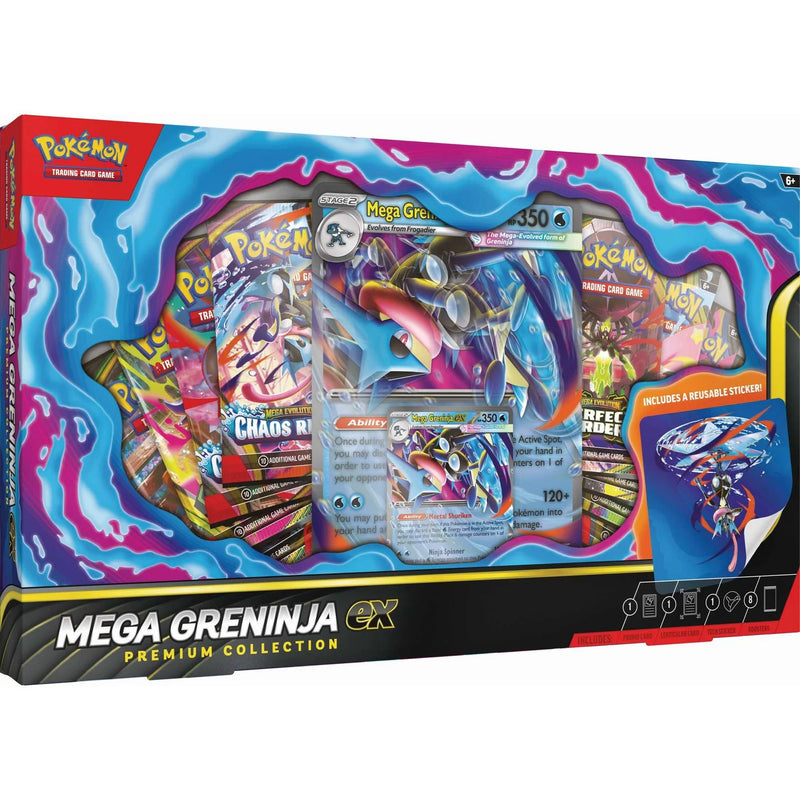 Pokémon Mega Greninja EX Premium Collection packaging with colorful design