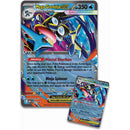 Colorful trading card featuring Mega Greninja EX with detailed artwork and text on a white background.