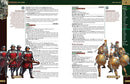 Gamebook or reference guide with character illustrations and text on a green background