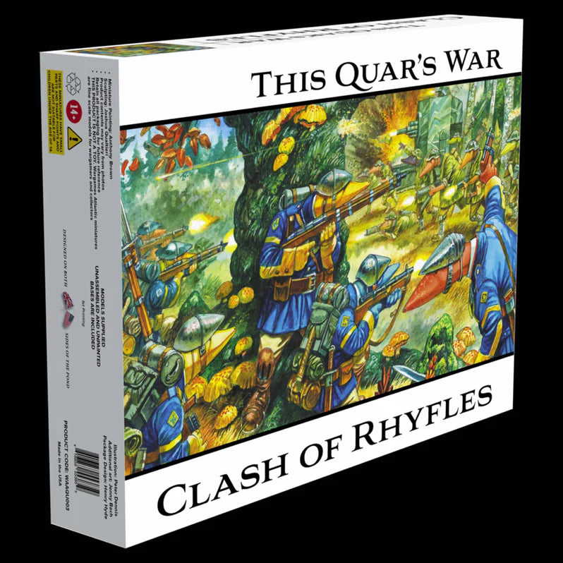 Board game box titled 'This Quar's War: Clash of Rhyfles' with colorful artwork on a white background