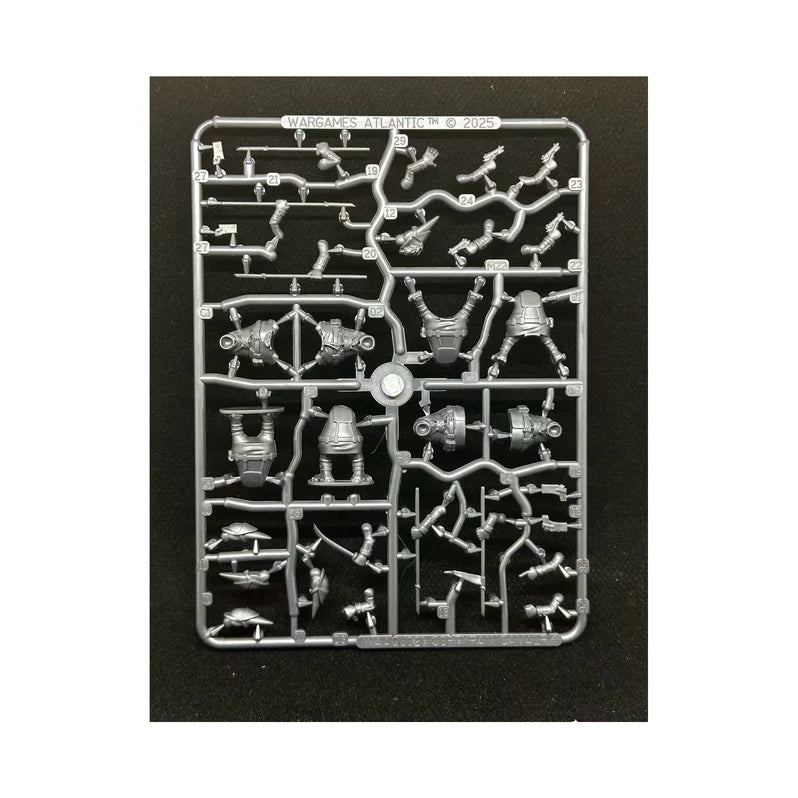 Metal model parts on a black background with 'Wargames Atlantic' branding.