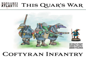 Coftyran Infantry figures from Wargames Atlantic with text about product details.