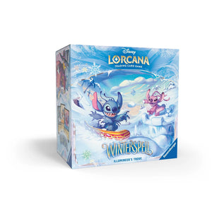 Trading card game box featuring Disney Lorcana with characters on a snowy background