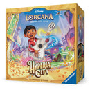 Disney Lorcana Hyperia City Set 14 Illumineer's Trove box packaging featuring official expansion artwork.