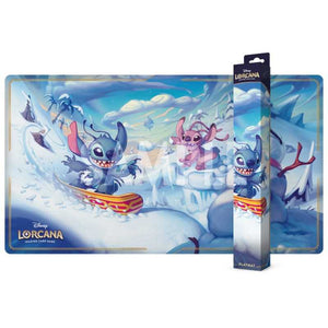 Disney Lorcana Hyperia City Set 14 Stitch and Angel Playmat featuring character artwork.”