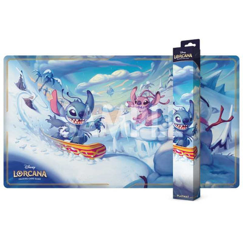 Disney Lorcana Hyperia City Set 14 Stitch and Angel Playmat featuring character artwork.”