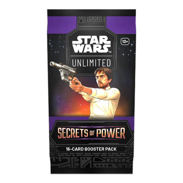 Star Wars Unlimited Secrets of Power Booster Pack packaging with set artwork.