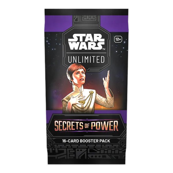 Star Wars Unlimited Secrets of Power Booster Pack packaging with set artwork.