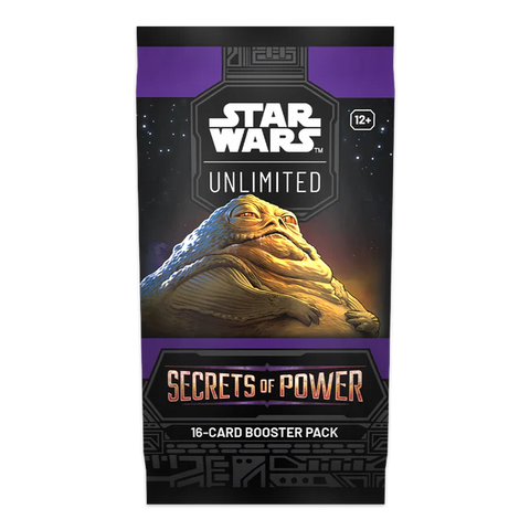 Star Wars Unlimited Secrets of Power Booster Pack packaging with set artwork.