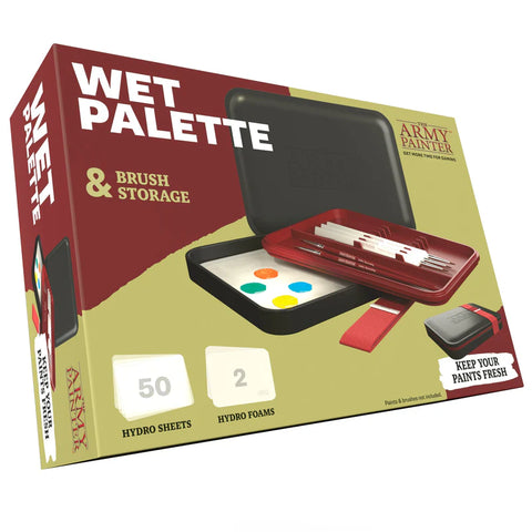 Army Painter wet palette set for miniature painting with palette tray and accessories.