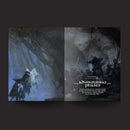 Illustrated book cover with fantasy scene and text on a dark background