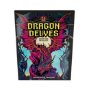 Dragon Delves book cover with colorful dragon illustration on a black background