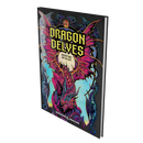 Book titled 'Dragon Delves' with colorful dragon illustration on a black background