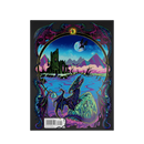 Back of the Dragon Delves book with fantasy design featuring dragons and a castle.