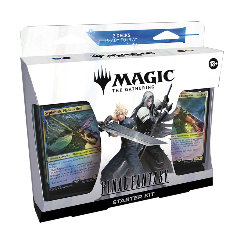 Magic: The Gathering Final Fantasy Starter Kit packaging with themed artwork and starter decks.