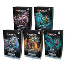 Five 'Magic: The Gathering' card game boxes on a white background